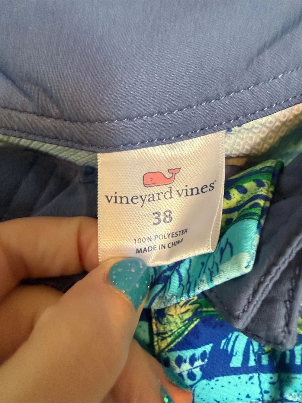Vineyard Vines Mahi Mahi Fish Print Board Shorts Mens 38 Blue Green Swim Trunks